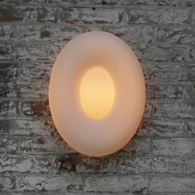 Vintage German Oval White Opaline Glass Wall Lamps-BLS-1453944