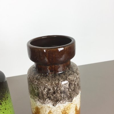 Vintage German Pottery Fat Lava Vases by Scheurich, 1970s, Set of 2-QZ-1091364