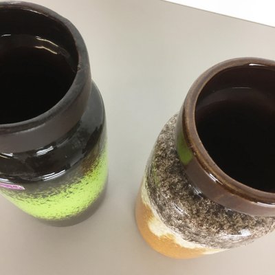 Vintage German Pottery Fat Lava Vases by Scheurich, 1970s, Set of 2-QZ-1091364