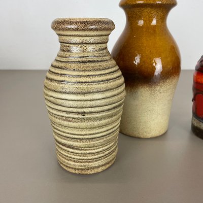 Vintage German Pottery Fat Lava Vases from Scheurich, 1970s, Set of 5-QZ-1283911