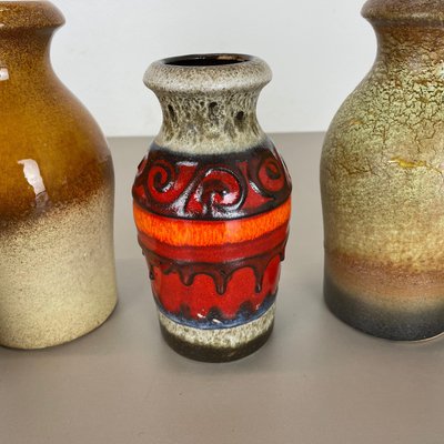 Vintage German Pottery Fat Lava Vases from Scheurich, 1970s, Set of 5-QZ-1283911