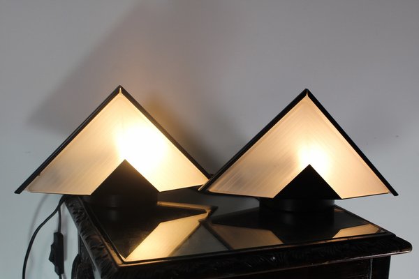 Vintage German Pyramid Lamp, 1980s, Set of 2-HFR-1812577