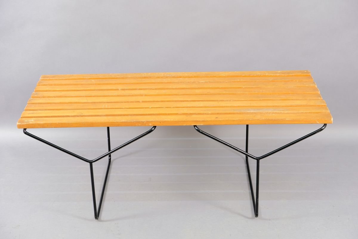 Vintage German Slatted Wooden Flower Bench, 1960s-CIP-826011