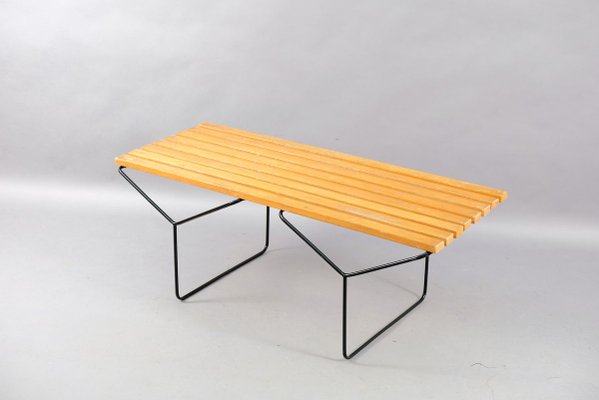 Vintage German Slatted Wooden Flower Bench, 1960s