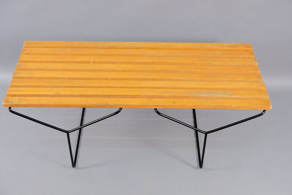 Vintage German Slatted Wooden Flower Bench, 1960s-CIP-826011