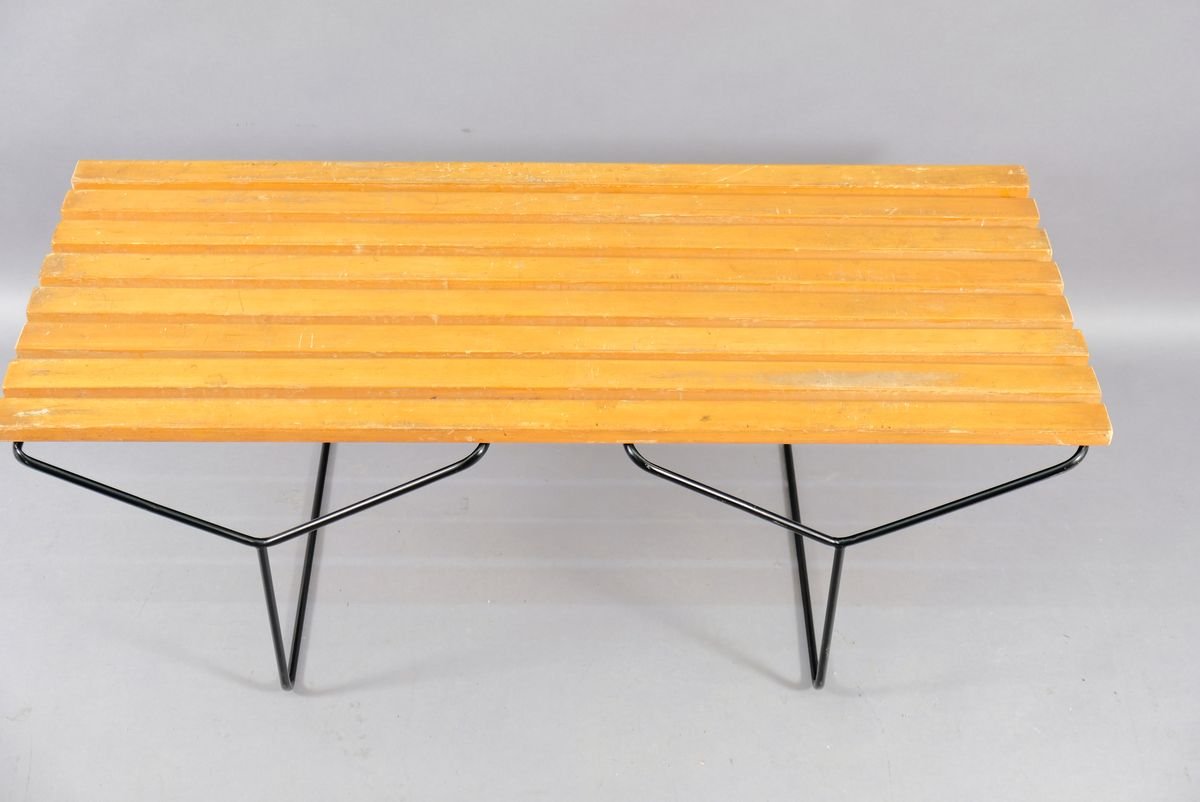 Vintage German Slatted Wooden Flower Bench, 1960s-CIP-826011