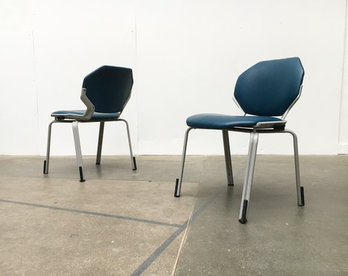 Vintage German Space Age Leather Stacking Dining Chairs from Fröscher, 1970s, Set of 2-UAH-782843