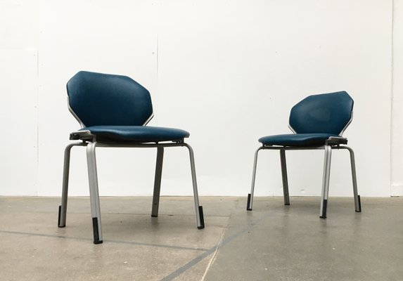 Vintage German Space Age Leather Stacking Dining Chairs from Fröscher, 1970s, Set of 2-UAH-782843