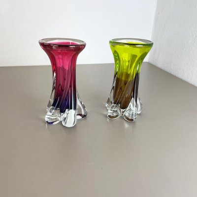 Vintage German Vase in Hand Blown Crystal Glass by Joska, 1970s, Set of 2-QZ-1251055