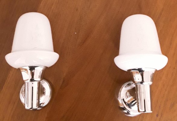 Vintage German Wall Lamps with Chrome-Plated Metal Frame, 1980s, Set of 2-HOI-1420754