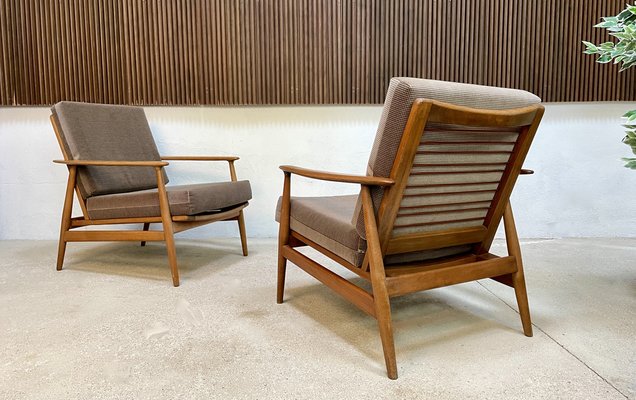 Vintage German Walnut Lounge Chairs, 1960s, Set of 2-JP-1341966