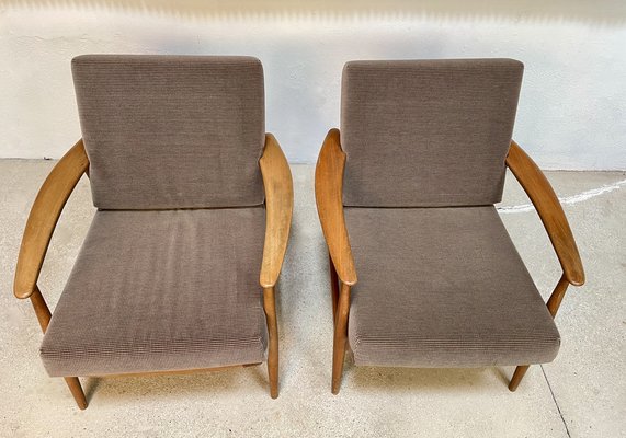 Vintage German Walnut Lounge Chairs, 1960s, Set of 2-JP-1341966