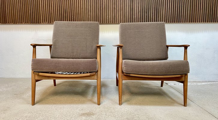 Vintage German Walnut Lounge Chairs, 1960s, Set of 2-JP-1341966