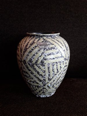 Vintage German White, Yellow, and Gray Ceramic Vase from Carstens Tönnieshof, 1960s-HOI-675459