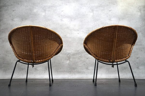 Vintage German Wicker Cocktail Chairs, 1960s, Set of 2-CIP-1739820