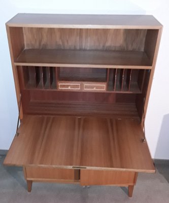 Vintage German Writing Cabinet in Walnut from Wk-Möbel, 1960s-HOI-1705275