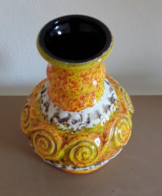 Vintage German Yellow Brown and Beige Ceramic Vase from Übelacker Ceramics, 1970s-HOI-1358225