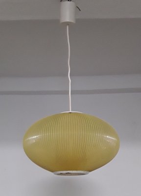 Vintage German Yellow Plastic and White Painted Metal Ceiling Lamp, 1970s-HOI-690273