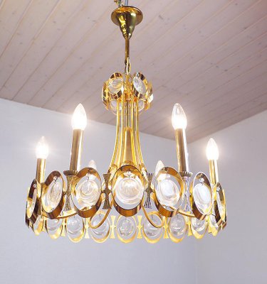 Vintage Gilt Brass and Crystal Glass Chandelier by Lobmeyr-DEK-1110743