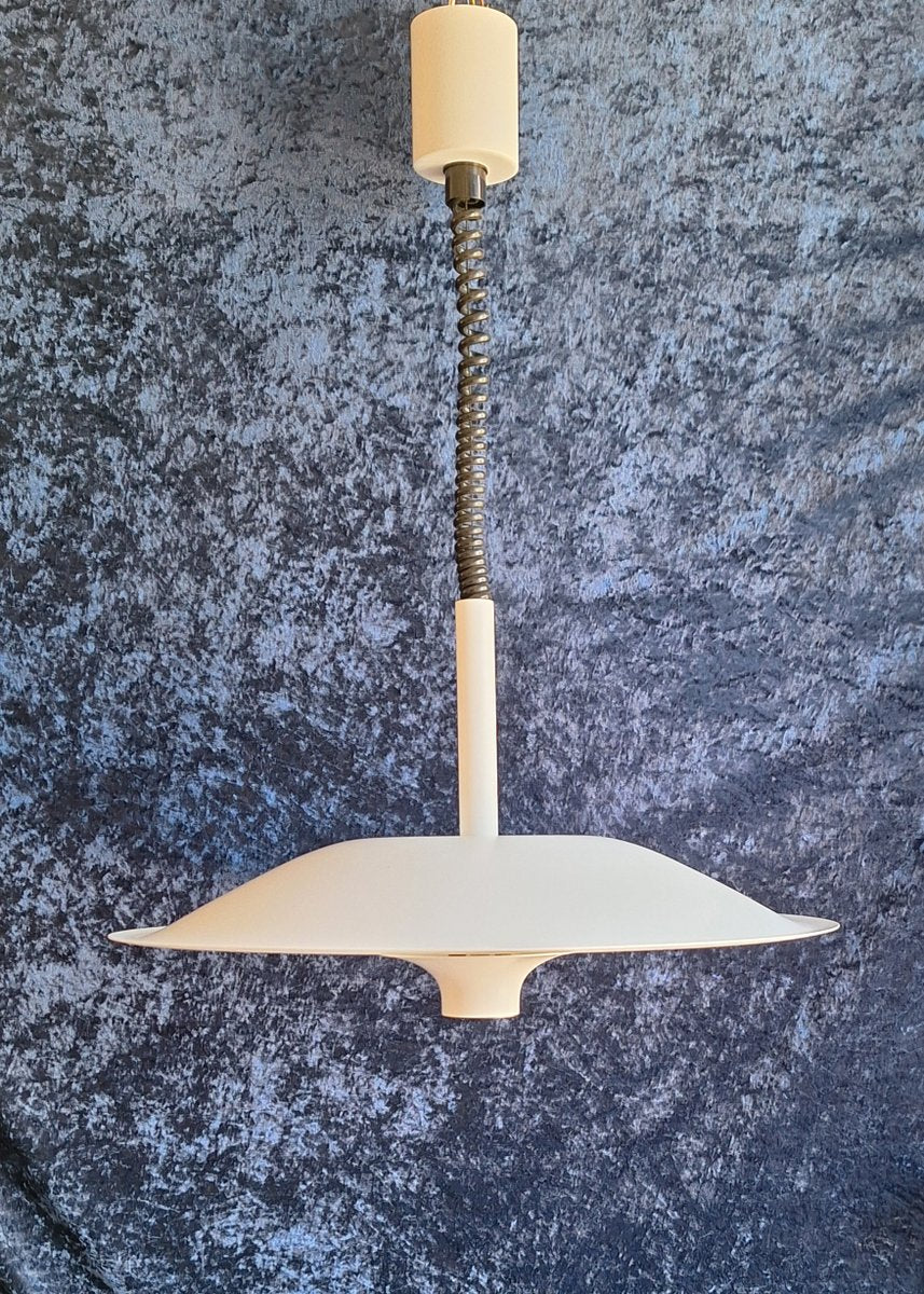 Vintage Glare-Free German Ceiling Lamp in White Painted Metal by Brendel, 1970s