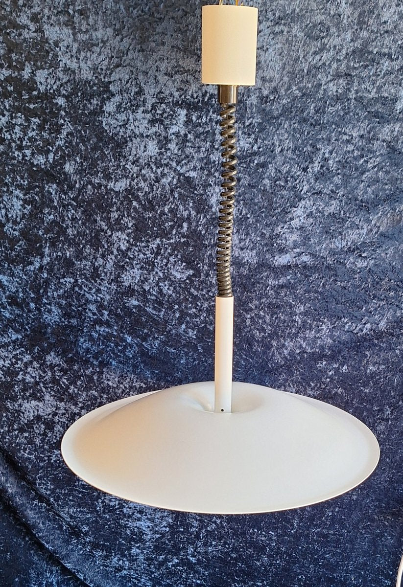 Vintage Glare-Free German Ceiling Lamp in White Painted Metal by Brendel, 1970s