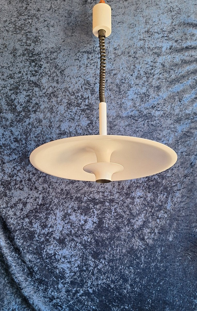 Vintage Glare-Free German Ceiling Lamp in White Painted Metal by Brendel, 1970s