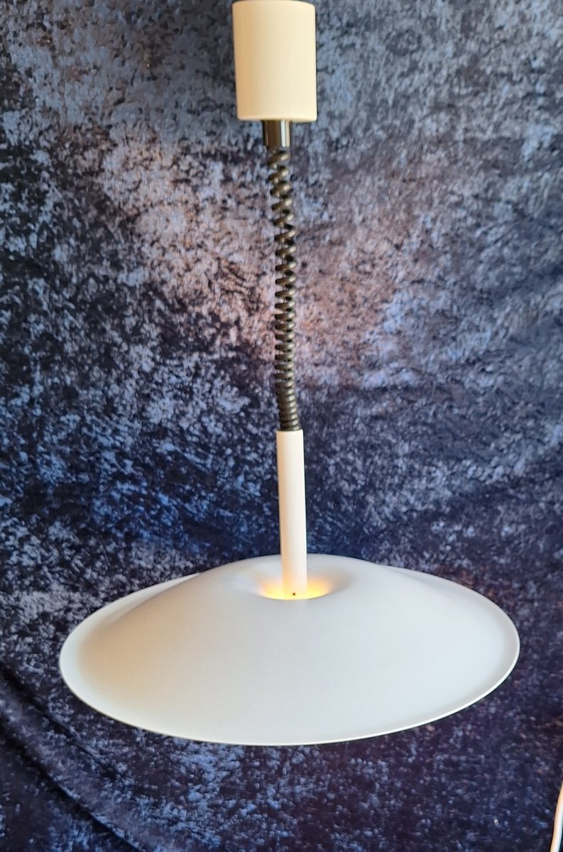 Vintage Glare-Free German Ceiling Lamp in White Painted Metal by Brendel, 1970s