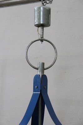 Vintage Glass and Blue Lacquered Metal Chandelier from Stilnovo, 1950s-DCO-982809