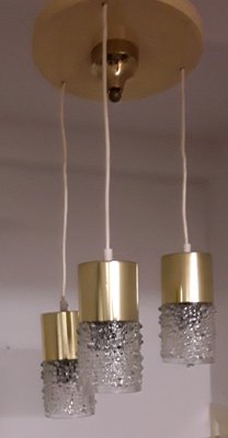 Vintage Glass and Brass Cascade Ceiling Lamp, 1970s-HOI-800138