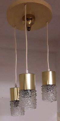 Vintage Glass and Brass Cascade Ceiling Lamp, 1970s-HOI-800138