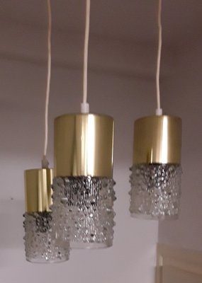 Vintage Glass and Brass Cascade Ceiling Lamp, 1970s-HOI-800138