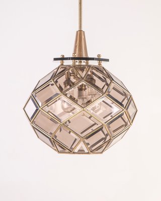 Vintage Glass and Brass Chandelier, 1950s-IUC-1091818