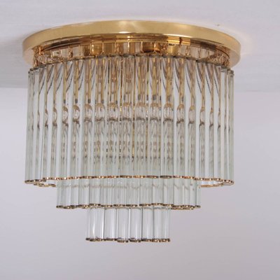 Vintage Glass and Brass Flush Mount Ceiling Lamp by Ernst Palme in the Style of Venini-VLZ-632112