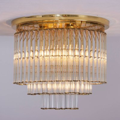 Vintage Glass and Brass Flush Mount Ceiling Lamp by Ernst Palme in the Style of Venini-VLZ-632112