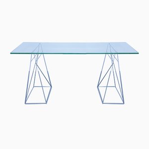 Vintage Glass and Steel Console Table-SXX-655068