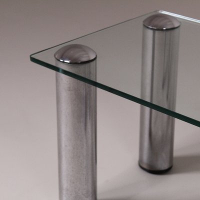 Vintage Glass and Steel Table-VJY-1703651