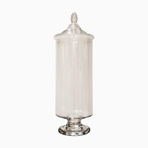 Vintage Glass Apothecary Vase with Lid, Italy, 1950-UZ-1057537