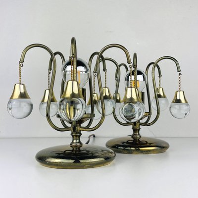 Vintage Glass Ball Table Lamps, Italy, 1960s, Set of 2-WQC-1216031