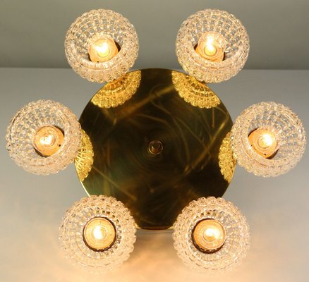 Vintage Glass & Brass Flush Mount from Limburg, 1970s-FUP-895766