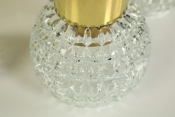 Vintage Glass & Brass Flush Mount from Limburg, 1970s-FUP-895766