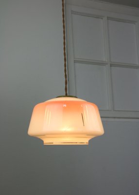 Vintage Glass & Brass Salmon Pendant Lamp-HGJ-974860