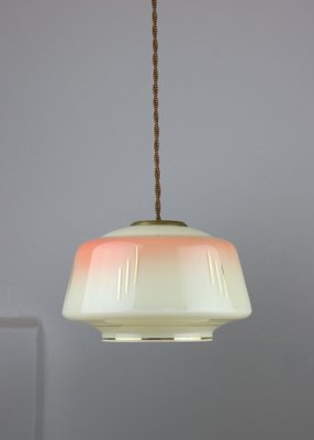 Vintage Glass & Brass Salmon Pendant Lamp-HGJ-974860