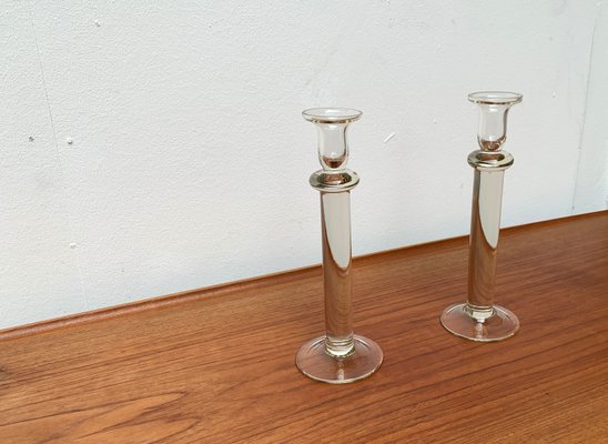 Vintage Glass Candleholder, 1970s, Set of 2-UAH-1377561