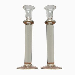 Vintage Glass Candleholder, 1970s, Set of 2-UAH-1377561