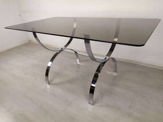 Vintage Glass Chrome Office Desk, 1970s-EAD-1363713