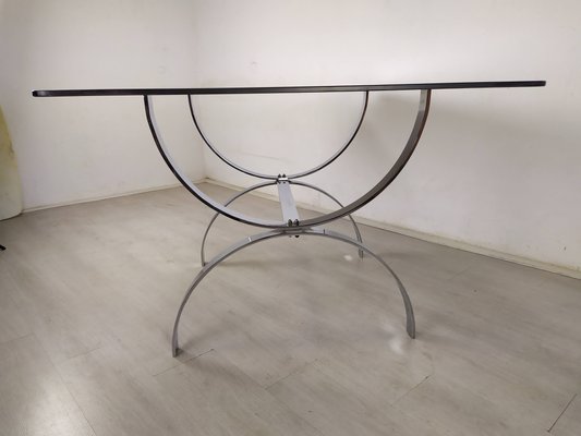 Vintage Glass Chrome Office Desk, 1970s-EAD-1363713