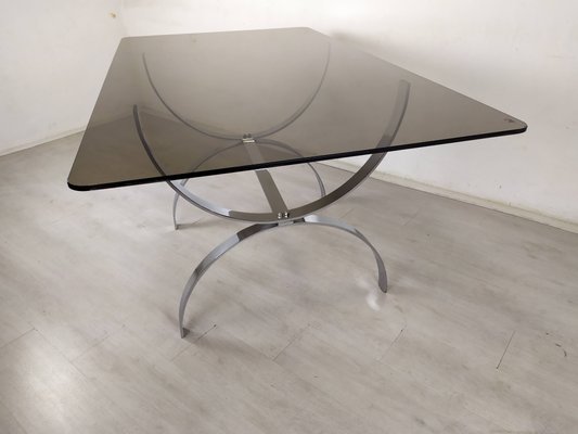 Vintage Glass Chrome Office Desk, 1970s-EAD-1363713