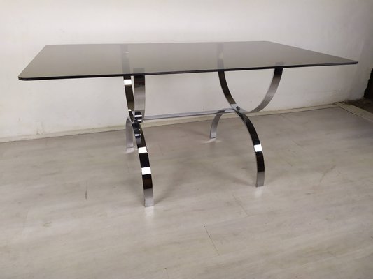 Vintage Glass Chrome Office Desk, 1970s-EAD-1363713