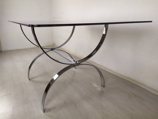 Vintage Glass Chrome Office Desk, 1970s-EAD-1363713