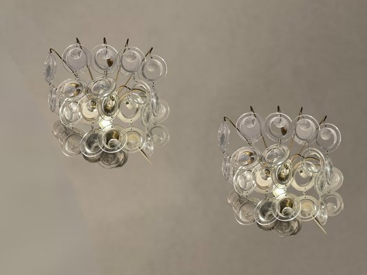 Vintage Glass Disc Sconces, 1960s, Set of 2-JJC-1775278